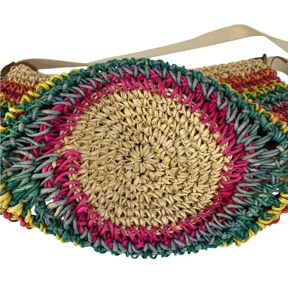 Vintage Rainbow Woven Straw Hobo Bag - Picture 5 of 11